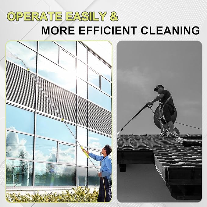 FIXFANS Pressure Washer Extension Wand, 120” Pressure Washer Lance Replacement, Stainless Steel Power Washer Wand with 1/4” Quick Connect, Gutter Cleaner Attachment 30°/90°/120° Curved Rods, 5 Nozzles