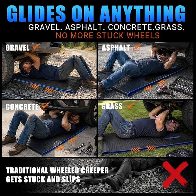 Magic Rolling Creeper Mat Portable Mechanics Mat | for Low Clearance, Slide Under Car Easily, Foldable Garage Padded Mat, Storage Bag Included, Men's Gift for Father
