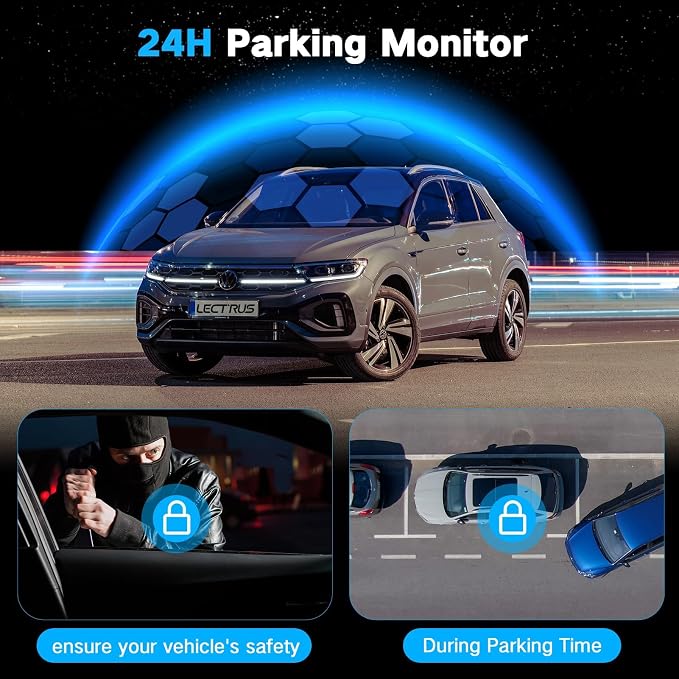 4K Dash Cam Front and Rear/Inside, Car Mount Dash Camera with 5G Wi-Fi, GPS, 3" IPS Screen, 64GB SD Card Included, Night Vision, G-Sensor, 24H Parking Mode, Loop Recording, APP Control, Black