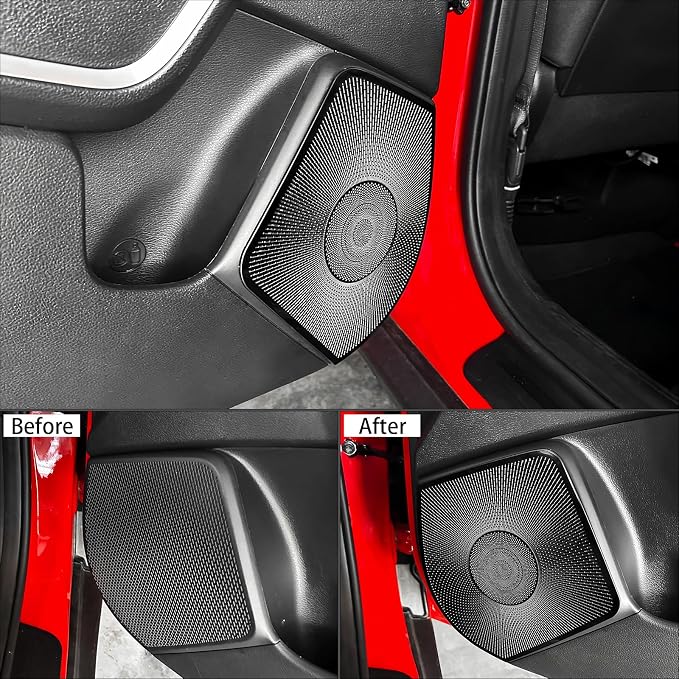 Stainless Steel Car Door Speaker Cover Car Interior Chrome Car Door Speaker Decor Cover Set Compatible with Kia Soul 2020-2025 Accessories (Black)