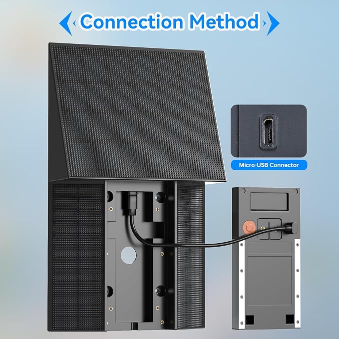 4W Solar Charger Compatible with Ring Video Doorbell (2020 Release) (Micor USB Port) Waterproof Continuously Ring doorbell Solar Panel - Black