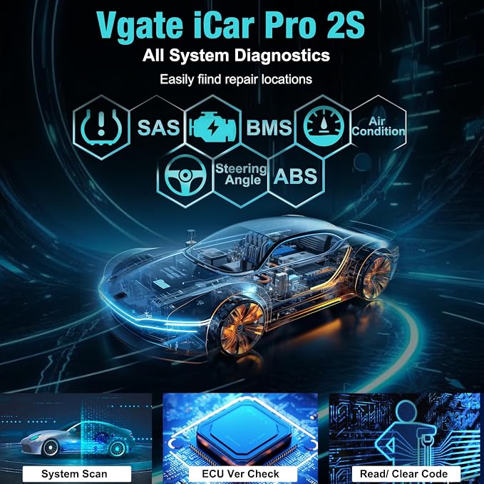 Vgate iCar Pro 2S Bluetooth OBD2 Scanner Fixd Car Diagnostic Tool Code Reader for Android & iOS & Windows, Black