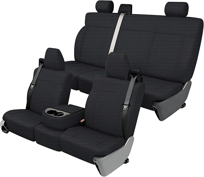Custom Bench Seat Covers for Ford F150 XLT Super Cab 2004 2005 2006 2007 2008 Heavy Duty Cloth Protector Interior Accessories，Waterproof & Machine Washable - Black (Front & Rear)