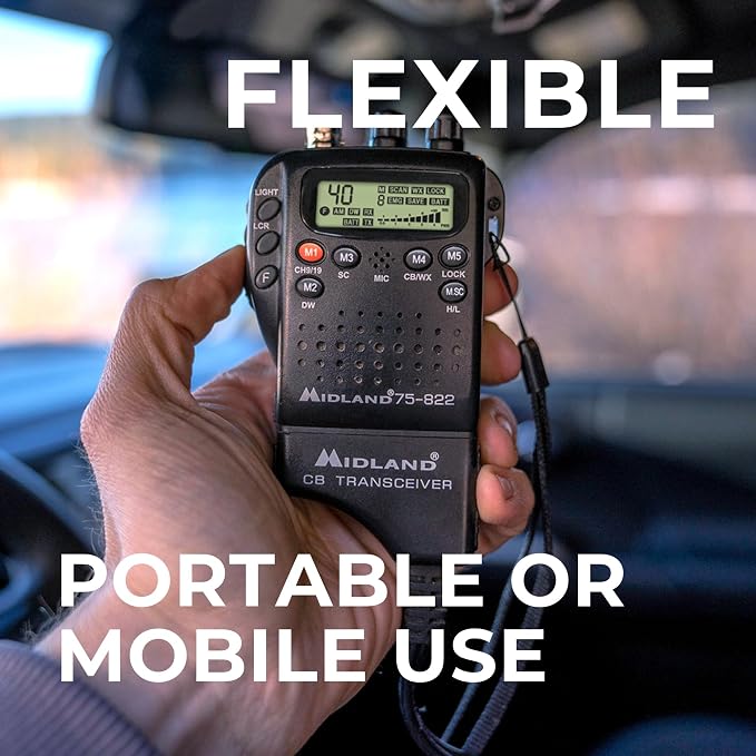 Midland 75-822 Handheld CB Radio & Mobile CB Radio – Walkie Talkie with 40 Channels, NOAA Weather Alerts, Long Range, Compatible with CB Antennas | Walkie Talkie with 40 Channels, NOAA Weather Alerts, Long Range, Compatible with CB Antennas