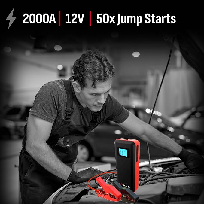 Schumacher Electric 2000 Peak Amp 12V Portable Lithium Car Battery Jump Starter & Power Pack - Lithium Ion Jump Box - with USB Charging & LED Emergency Light - SL1642