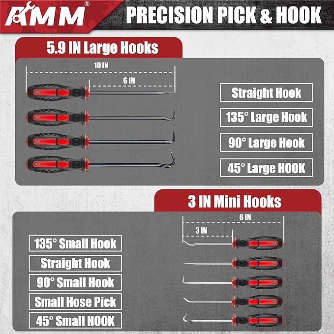 AMM 12PCS Hook and Pick Tool Set with Scraper and Magnetic Telescoping Tool Kit for Electronics Maintenance Pick Tools Automotive Repair