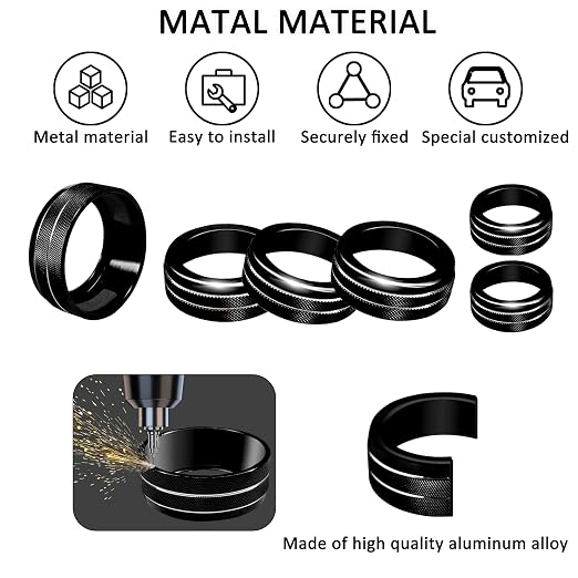 for Toyota Tacoma Accessories 2023 2022 2021 2020 with 8" or 7" Touchscreens Knob Covers - AC Vent Ring Button Knob Covers for Air Conditioner Volume Mirror Push Start Stop Button Trim 12Pcs (Black)