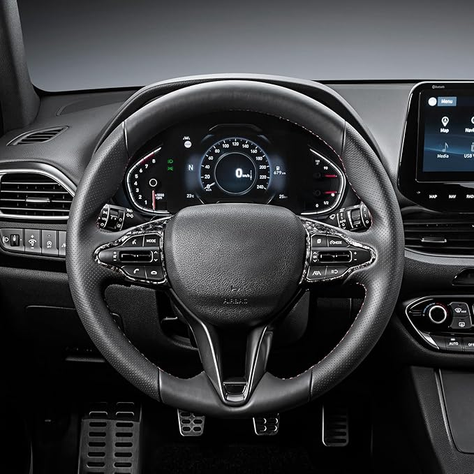 Steering Wheel Trim Control Button Cover Compatible with Hyundai Veloster JS N line 2019-2022 Hyundai Kona N Hyundai Elantra CN7 N Hyundai i30 2017-2022 Accessories (Gravel Style)