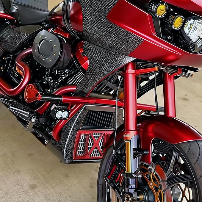 Radiator Guard Grille Oil Cooler Cover Fit For Harley Touring Road King Street Glide Electra Glide Ultra Limited 2023.5-2025 Red