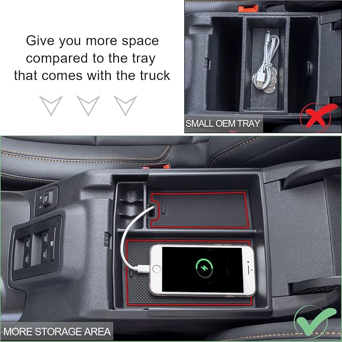 TOPINSTALL New Red Tray Compatible with 2021-2024 Ford Bronco & 2025+ Bronco 2-Door & 2025+ 4-Door Manual Transmission, Full Size Bronco Organizer (NO for 2025+ 4-Door Automatic)