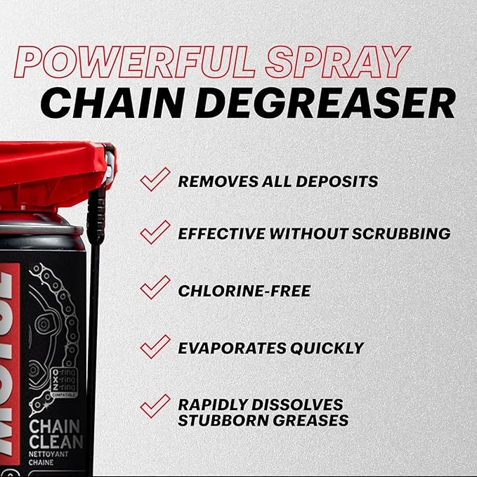 Motul C1 Chain Clean – Motorcycle Chain Cleaner for Dirt Bike, Street Bike, ATV, UTV & O-Ring/X-Ring Chains, Heavy Duty Degreaser Spray, Removes Grease & Grime Fast, 9.8 oz | 3 Pack
