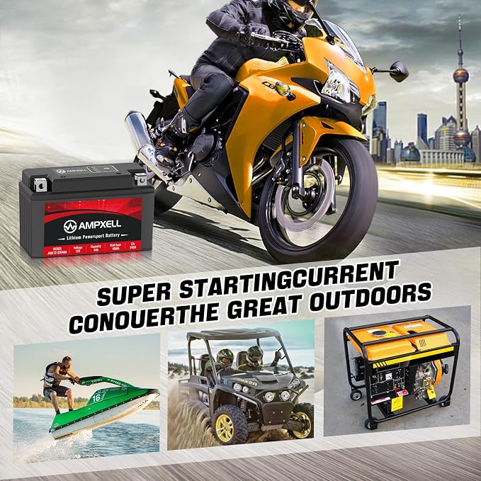 YT7B-BS 240 CCA Lithium Motorcycle Battery 12V 4Ah Replacement YT7B-BS, UT7B-BS Powersport Battery, Motorcycle, ATV, UTV, Scooter, 4 Wheeler and Generator etc,Polarity [+ - ]