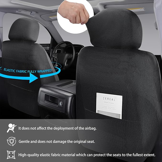 NS YOLO Leather Car Seat Covers,Universal Fit for Most Cars,SUVs and Sedans,Waterproof Luxury Leatherette Cushions, 2 Seats Protectors (Black, Front Pair-2 Seats(Driver and Passenger))