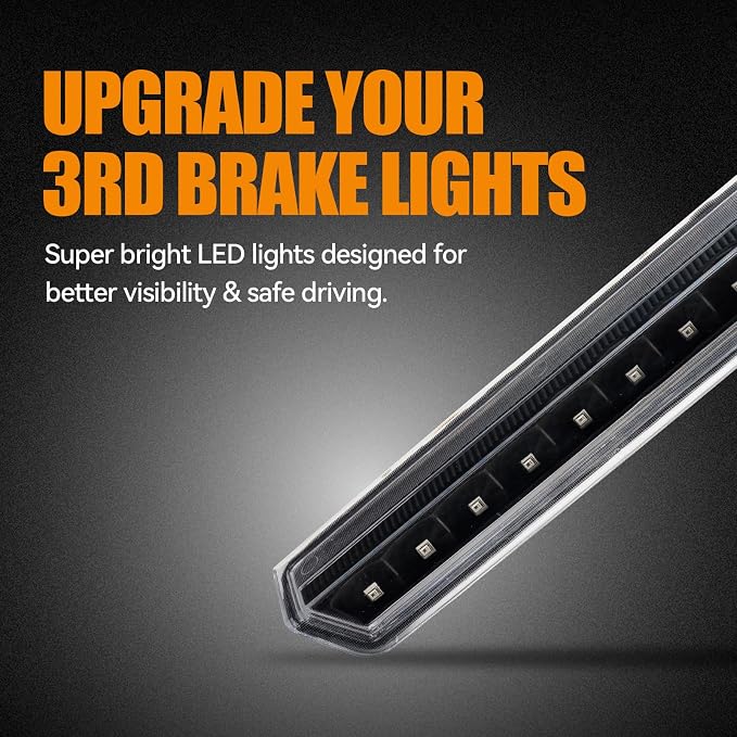 Third 3rd Brake Light LED for 2015-2020 Chevy Tahoe/Suburban, High Mount Rear Brake Lights Assembly for 2016-2019 Suburban 3500HD, Waterproof Center Cab Lamp Stop Light (Black)