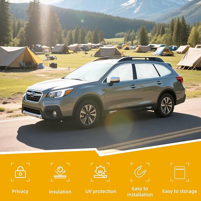 ZATOTOO Car Window Shades Outback 2020-2024 Custom Sun Shades Full Set Front and Rear Windshield Side Triangle Window Covers Total Blackout Privacy UV Protection Heat Blocking for Camping Napping