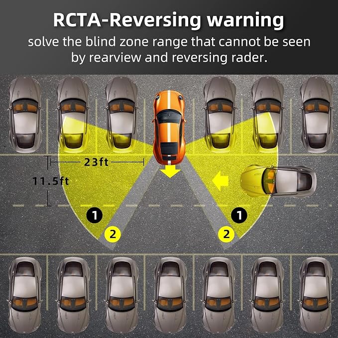 BY-J Car Blind Spot Monitoring System, 77GHz Millimeter Wave Radar Sensor Blind Area Detection, Universal Car Lane Changing Warning BSD Distance Assistant with Reversing Radar Parking