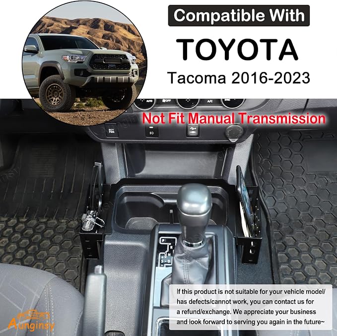 Aunginsy Center Console Gear Shift Storage Basket Compatible with Toyota Tacoma 3rd Gen 2016-2023 Aluminum Gear Shift Side Organizer Tray Armrest Storage Box Accessories, Not Fit Manual Transmission