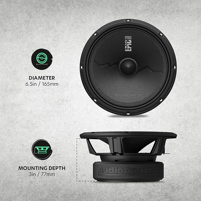 AudioControl EPICPRO6X Epic PRO 6.5” Midrange Car Speakers Set (Pair), 300W Max, 4 Ohm, Rear or Front Door Speakers for Truck or Car Audio System, Pro Audio High SPL Component Speakers
