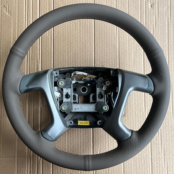 Loncky Leather Steering Wheel Cover for Chevrolet 2008-2013 Silverado 1500 /Silverado 2500 3500/2007-2014 Tahoe/2007-2014 Suburban 1500/2007-2013 Avalanche 1500/2009-2015 Traverse/Express (1, a)