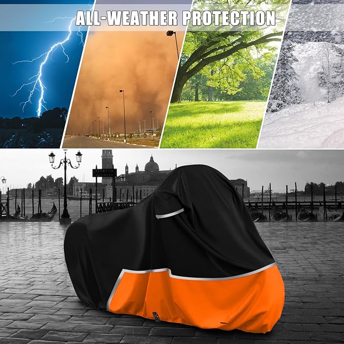 Waterproof Motorcycle Cover Compatible with KTM Adventure 250/390/790/890/1290 Model, 420D Oxford Cloth Motorcycle Cover for Snow Rain Dust Protection