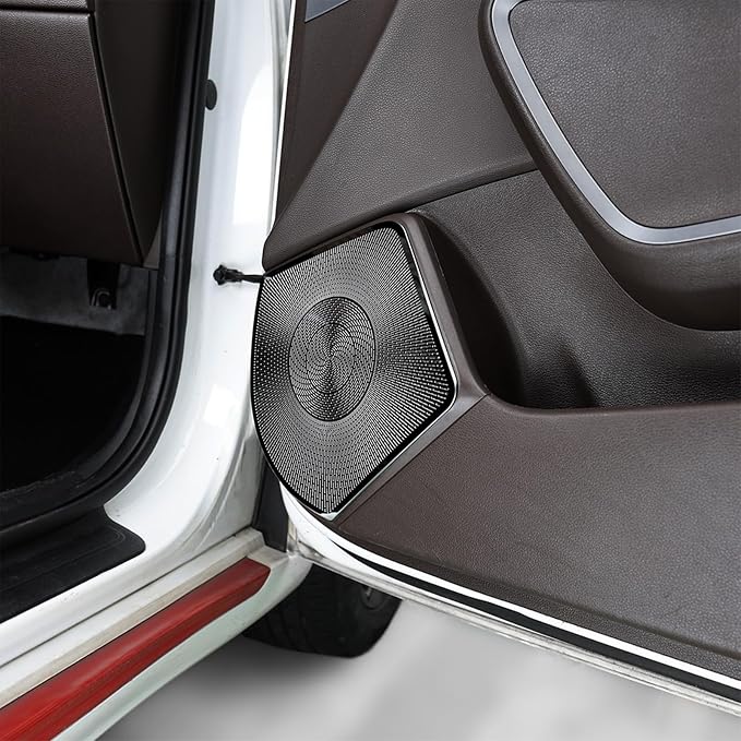 Stainless Steel Door Speaker Decoration Covers Trim Compatible with KIA Soul 2020-2025 Accessories (Black)