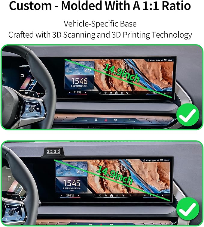 Wireless Charging Car Phone Holder for BMW X3 2025-2026, 14.9" Screen Fixed Clip, 360° Rotation Car Phone Mount Compatible with MagSafe