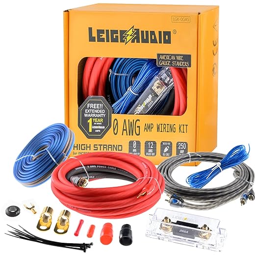0 Gauge Amp Wiring Kit Complete 0 AWG Amplifier Installation Wiring Kit - Car Subwoofer Wiring Kit Helps You Make Connections and Brings Power to Your Radio, Subwoofer and Speakers
