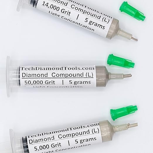 TechDiamondTools Kit of 3 Diamond Polishing Compound Polishing Paste USA Made 5000 14000 50000 Grit for Marble Glass Metal Rock Jewelry Resin Silver Gemstone with 10% of Diamond Powder