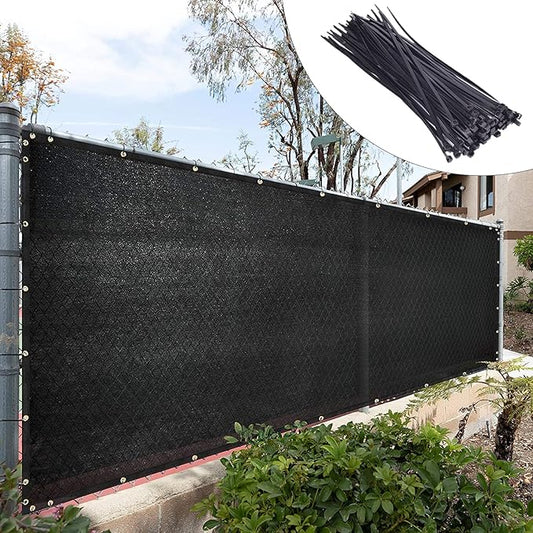 Royal Shade 6' x 9' Black Fence Privacy Screen Windscreen Cover Netting Mesh Fabric Cloth - Cable Zip Ties Included (We Make Custom Size)