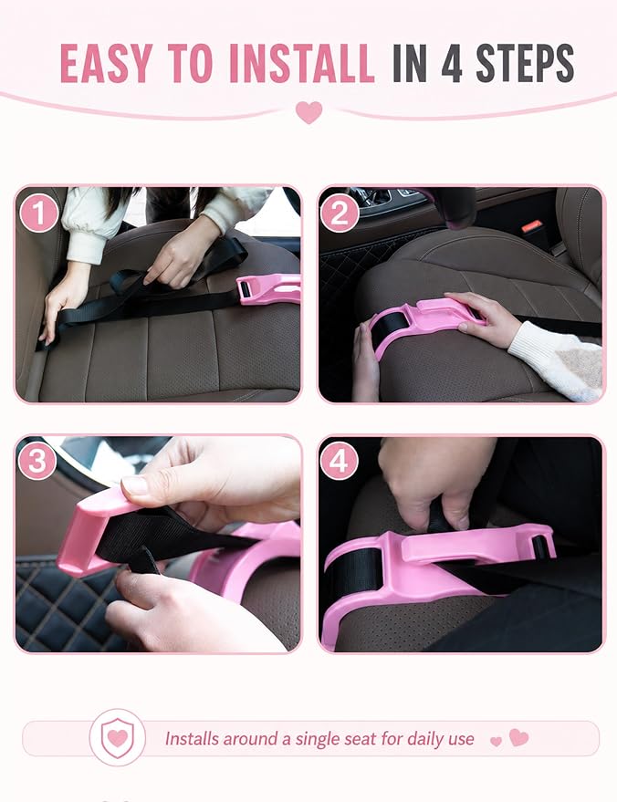 Mimibelt Car Seat Pillow for Pregnancy, Fabric Reduce Rubbing Belly, Enhance Driving and Traveling Comfort (Deep Pink)