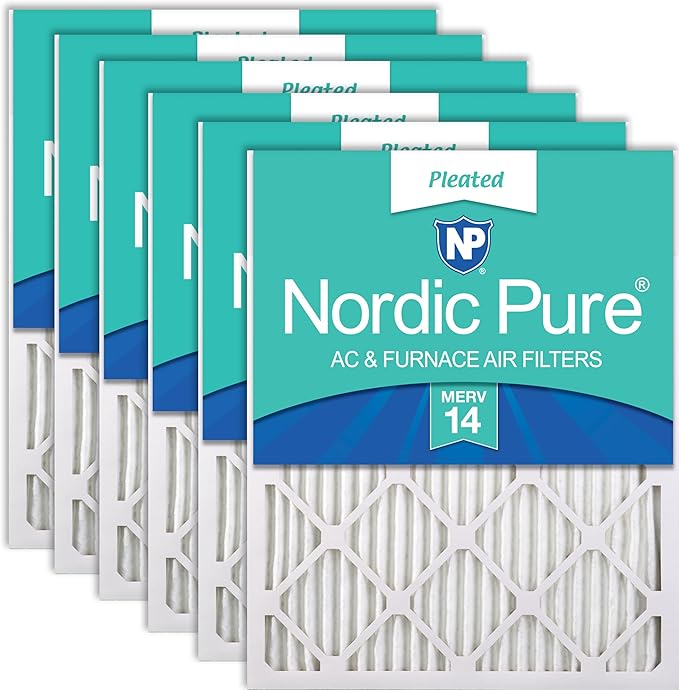 Nordic Pure 14x24x1 (Actual Size: 13 3/4 x 23 3/4 x 3/4) Pleated MERV 14 Air Filters 6 Pack