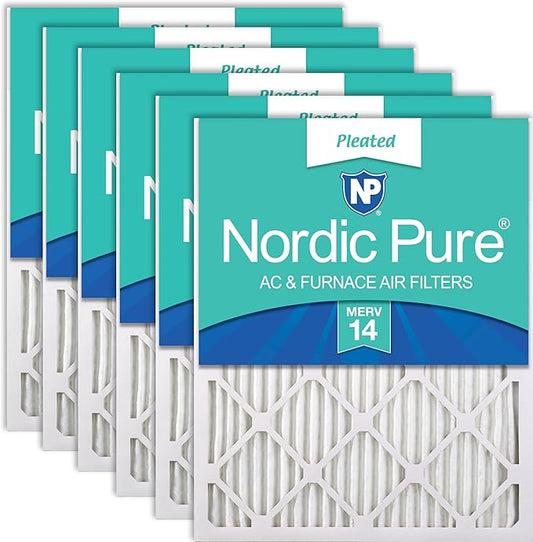 Nordic Pure 14x24x1 (Actual Size: 13 3/4 x 23 3/4 x 3/4) Pleated MERV 14 Air Filters 6 Pack