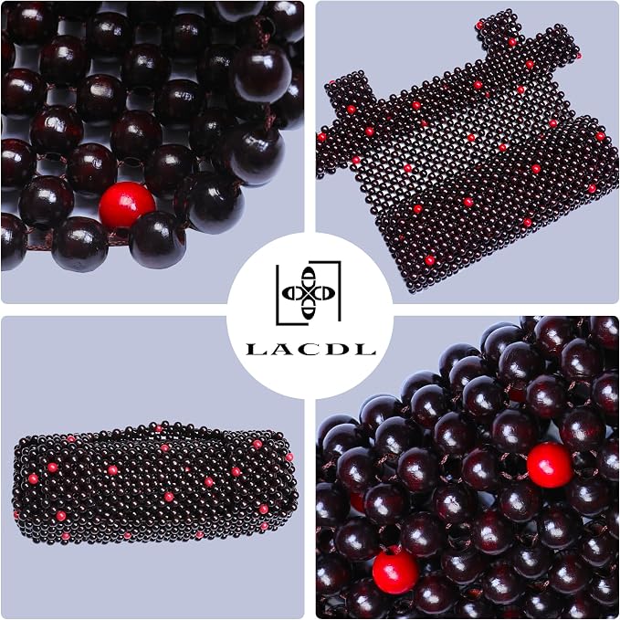 LACDL Beaded Car Seat Covers for Cars, Cooling Bead Seat Cover for Trucks & SUVs - Auto Ventilated Seat Cooler Pad, Natural Wood Breathable Beads - Sweat Protector for Summer, Stars