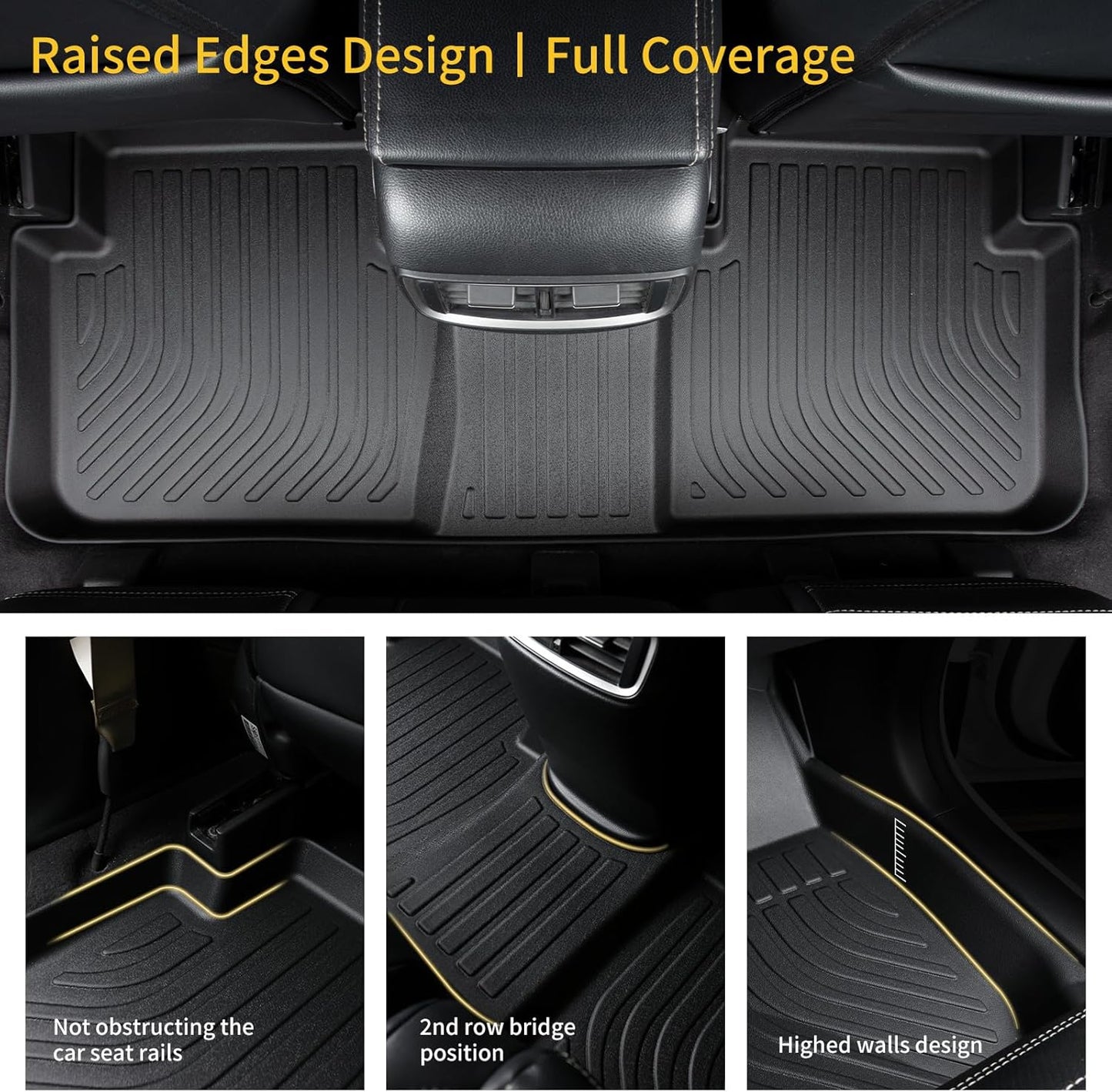 GINOWY-Floor Mats & Cargo Liner for Buick Enclave 2018-2024,TPE All Weather Protection 2024 Enclave Car Floor Mats, Non-Slip Trunk Mat Waterproof Enclave Accessories Mats,Black