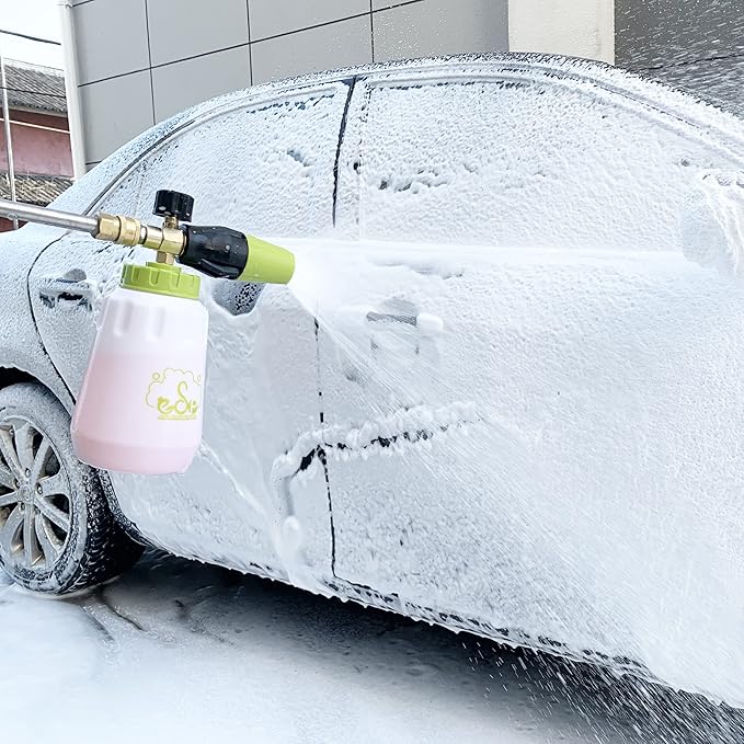 ESP Foam Cannon Snow Foam Lance with 1/4 Standard Quick Connector 4000psi 1 Liter Bottle Adjustable Professional Car Wash Pressure Power Jet Washer Quick Release Nozzle