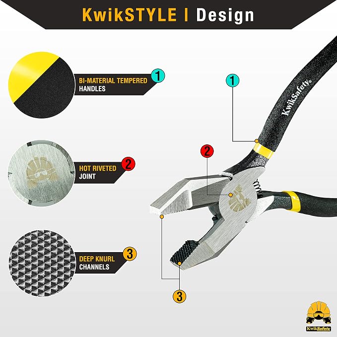 KwikSafety PINZA Lineman Side Cutting Pliers + KRAKEN Tool Lanyard Bundle