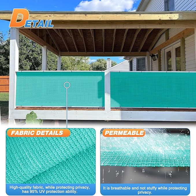 TANG Sun Shade Fabric Roll 8'x125' Shade Cloth for Garden Turquoise Green HDPE Mesh Shading Pergola Cover Replacement Canopy, 95% Blockage Sunshades for Outdoor Patio Backyard Plant