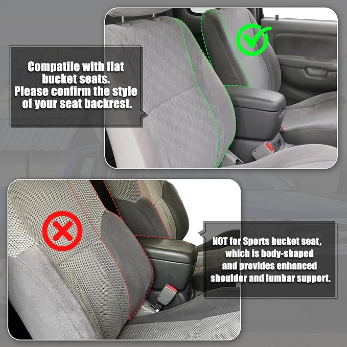 SAPUBK Front Seat Covers Replace for 1995-2004 Toyota Tacoma Flat Bucket Seat, Premium Neoprene with Composite Soft Foam Lining Breathable Seat Cover Cushion
