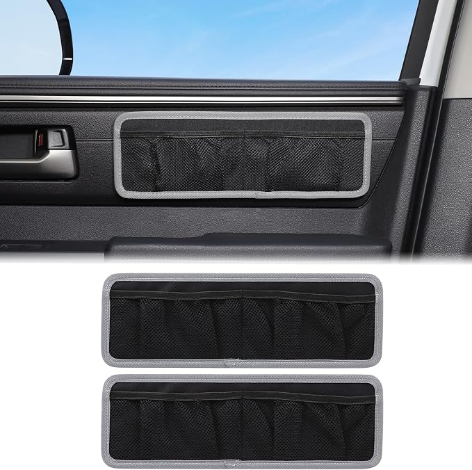 Aunginsy 2Pcs Inner Door Storage Bags Compatible with Toyota Tundra 2022 2023 2024 2025 2026 Pickup Front Door Side Panel Storage Pockets Box Mesh Organizer Tray Pouch Expansion Interior Accessories