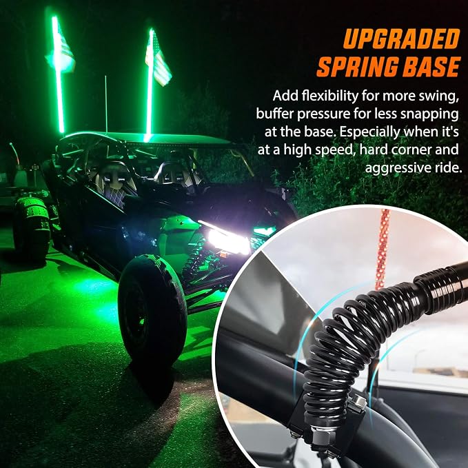 Nilight 2PCS 5FT Spiral RGB Led Whip Light with Spring Base Chasing Light RF Remote Control Lighted Antenna Whips for Can-Am ATV UTV RZR Polaris Dune Buggy Offroad Truck