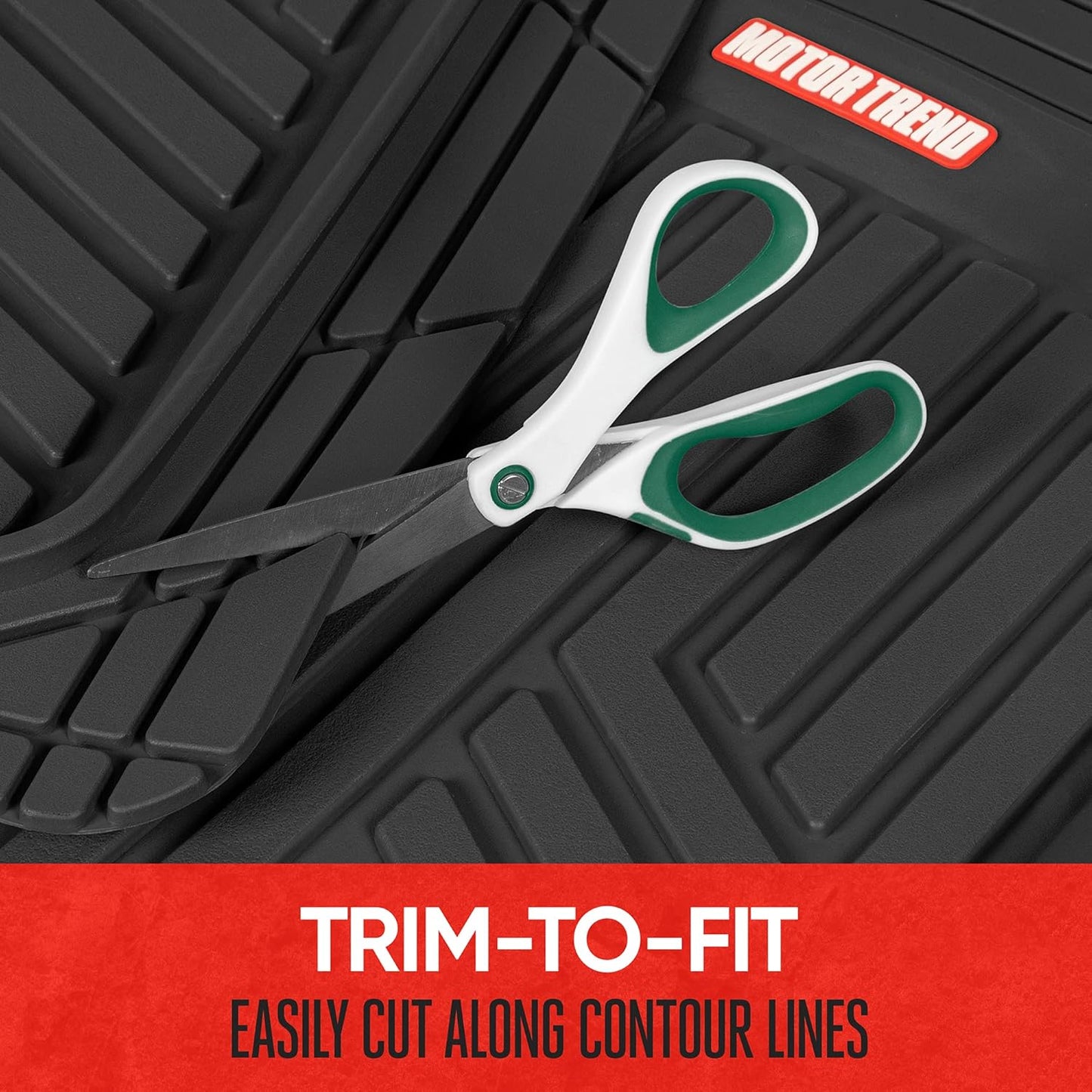 Motor Trend FlexToughXL Floor Mats for Cars Full Set, All-Weather Rubber Automotive Floor Mats, Waterproof Heavy Duty Car Mats, Flexible Floor Liners for Car Truck Van SUV, Car Floor Mats (Black)