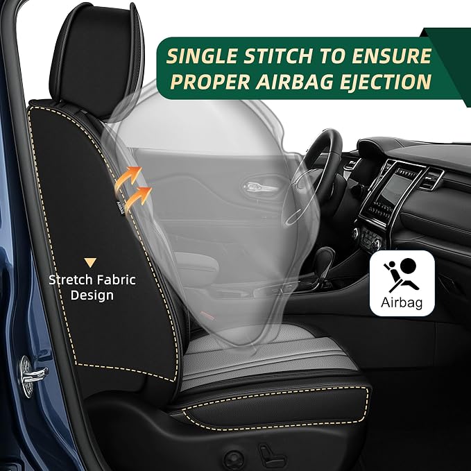 Seat Covers Fit for Ford Focus 2009-2018: Waterproof Faux Leather Car Seat Covers 5 Seats-Full Set Seat Covers(Black&Grey)