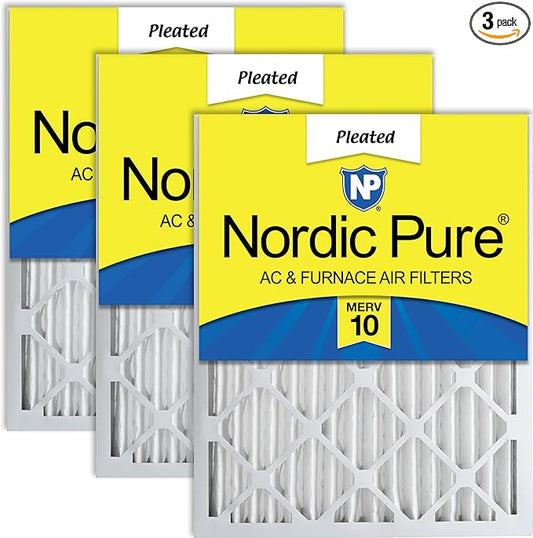 Nordic Pure 14x20x2 (Actual Size: 13 1/2 x 19 1/2 x 1 3/4) Pleated MERV 10 Air Filters 3 Pack