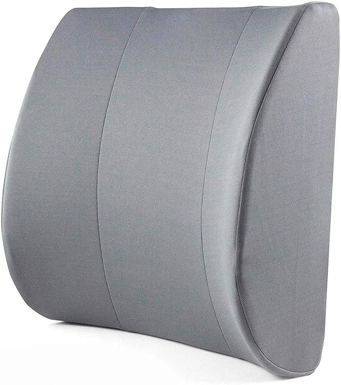 DMI Lumbar Support Pillow for Chair to Assist with Back Support with Removable Washable Cover and Firm Insert to Ease Lower Back Pain while Improving Posture, 14 x 13 x 5, Contoured Foam, Elite, Gray