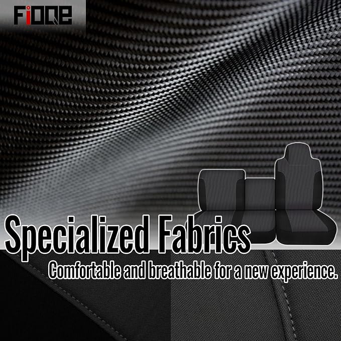 40/60 Split Bench Design Front Seat Cover for Isuzu NPR 1995-2005, Knitted Fabric with Soft Foam Lining, Breathable Seat Protector-Balck