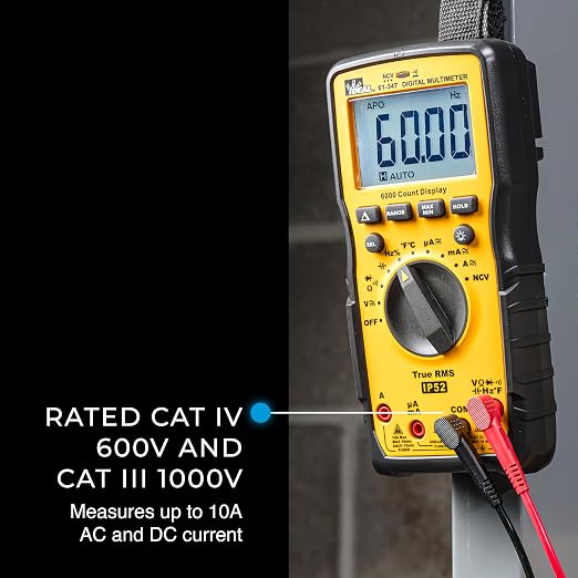Ideal Electrical 61-347 AC/DC TRMS Multimeter, CAT III 1000V, CAT IV 600V