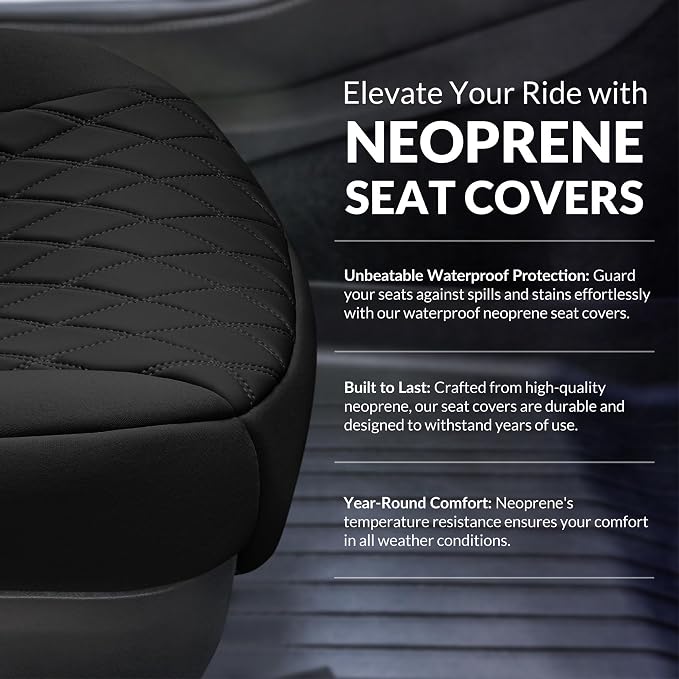 FH Group Custom Fit Car Seat Covers Specifically Made for Toyota Sienna 2021-2024, Black Ultraflex Neoprene Front Set Automotive Seat Covers, 7-8 Seater SUV Seat Covers, Toyota Accessories