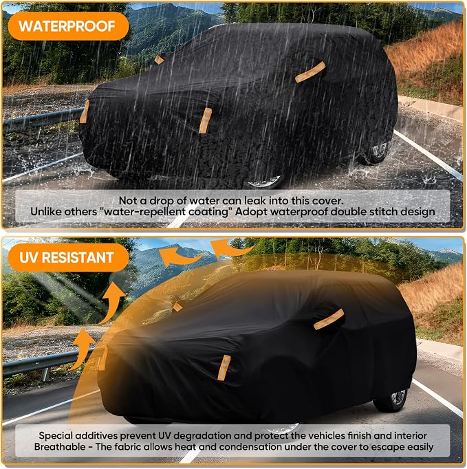 NEVERLAND SUV Car Cover Waterproof All Weather Outdoor Full Car Cover for Automobiles Snow Rain Sun UV Dust Protection Scratch Universal Fit SUV Up to 190"