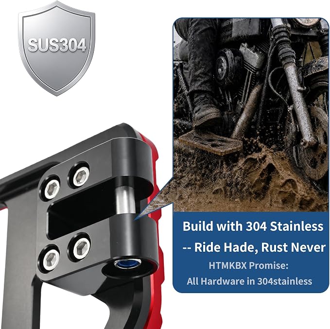Black & Red Driver Floorboards for Harley Touring 1999-2025, Trike 2009+, FL Softail 1986-2017, Front Rider Foot Boards, 7075 Aviation Grade Aluminum Alloy, 20mm Thick, Anti-Slip Wide Platform
