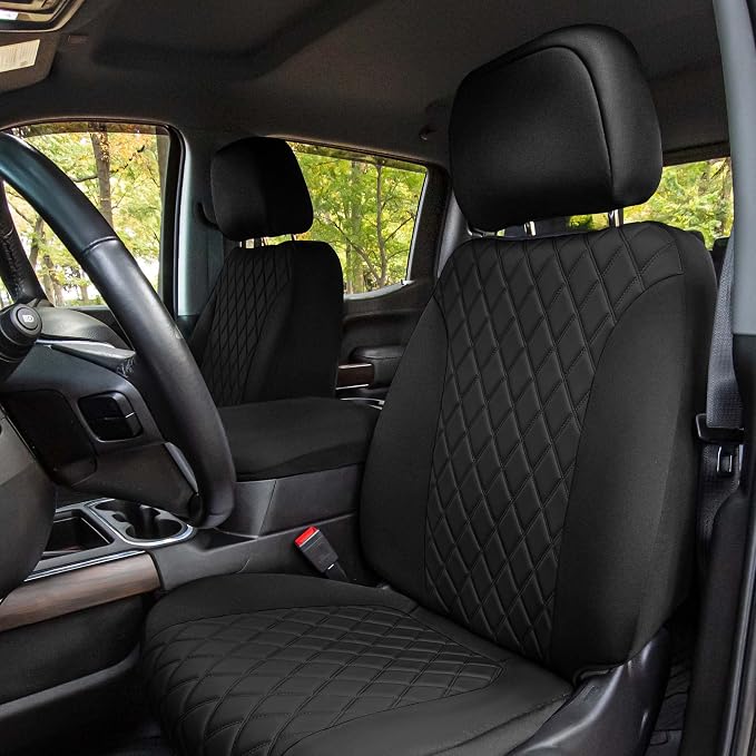 FH Group Custom Fit Car Seat Covers Specifically Made for 2019-2023 Chevrolet Silverado 1500 2500HD 3500HD RST | LTZ | HIGH COUNTRY Ultraflex Neoprene Water Resistant Seat Covers - Front Set Black